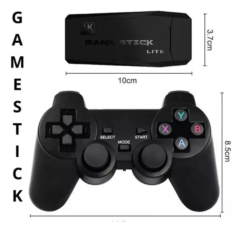 Game Stick Video Game Retro 4k E 64gb Com 2 Controles S/ Fio Cor Preto - 20 Mil Jogos